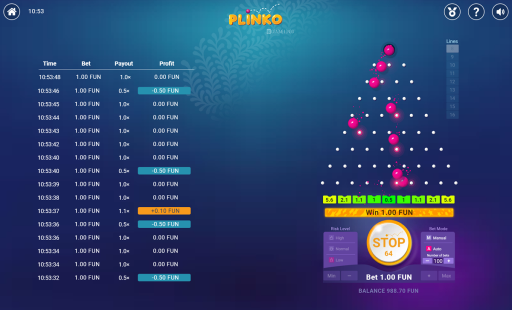 เล่นเดโม่ Plinko